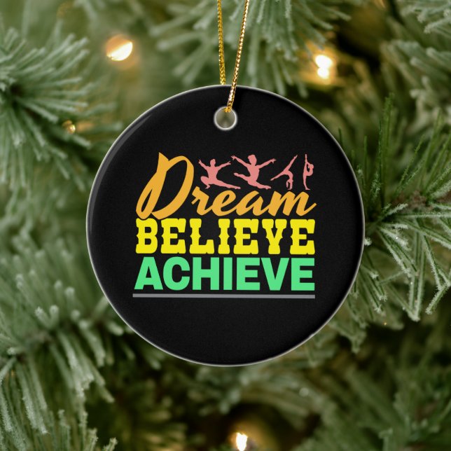 Adorno De Cerámica Cita Dream Believe - Gimnasia femenina (Árbol)