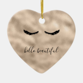 Adorno De Cerámica Cita personalizada de Glam Gold Girly Eyelashes