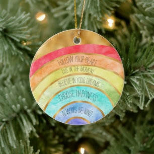 Adorno De Cerámica Citas Inspiradoras Gold personalizadas Rainbow