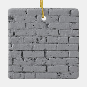 Adorno De Cerámica City Brick Wall Painted White 