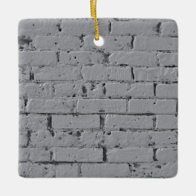 Adorno De Cerámica City Brick Wall Painted White  (Anverso)