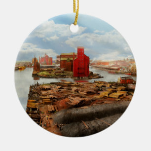 Adorno De Cerámica Ciudad - Buffalo NY - Arroyos y Elevadores 1900