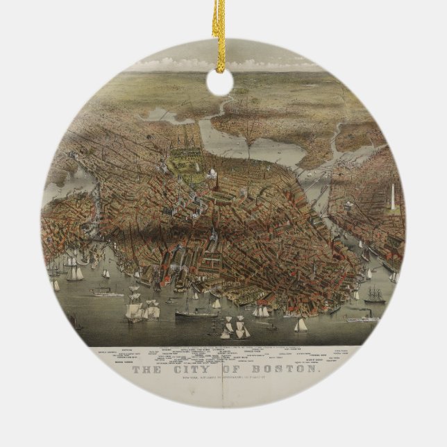 Adorno De Cerámica Ciudad de Boston Massachusetts 1873 (Atrás)