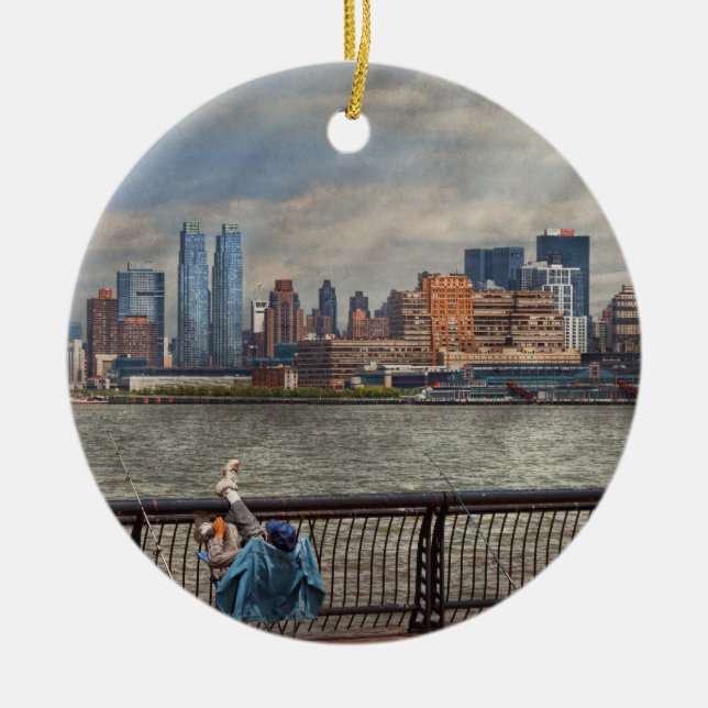Adorno De Cerámica Ciudad - Hoboken, NJ - pesca - la buena vida (Frente)