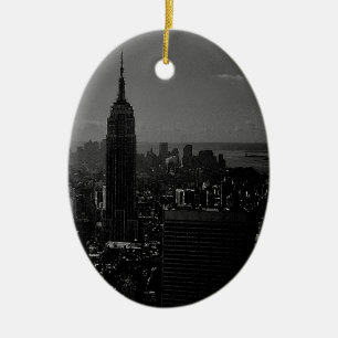 Adorno De Cerámica Ciudad Nueva York Blanca y Negra