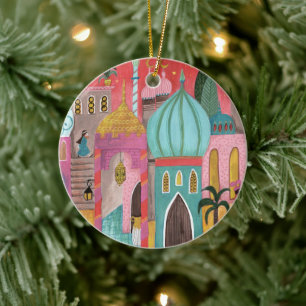 Adorno De Cerámica ciudad oriental religiosa navidad