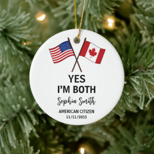 Adorno De Cerámica Ciudadanía dual USA Canadá personalizada