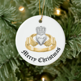 Adorno De Cerámica Claddagh irlandés personalizado - Nollaig Shona Du