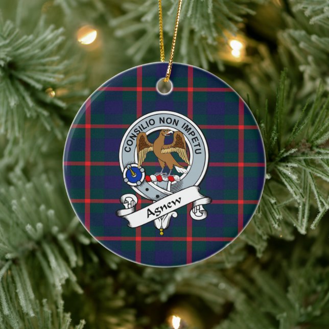 Adorno De Cerámica Clan Agnew Badge Tartan Plaid (Árbol)