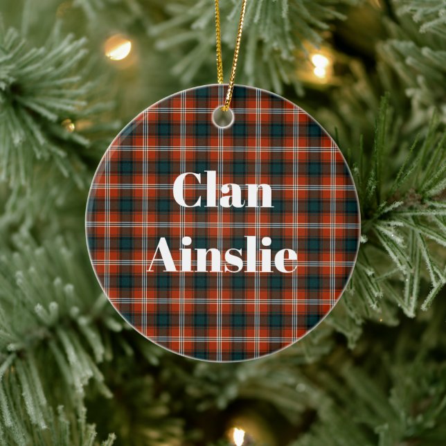 Adorno De Cerámica Clan Ainslie Tartan (Árbol)