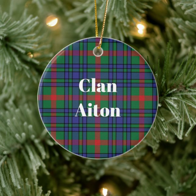 Adorno De Cerámica Clan Aiton Antiguo Tartán (Árbol)
