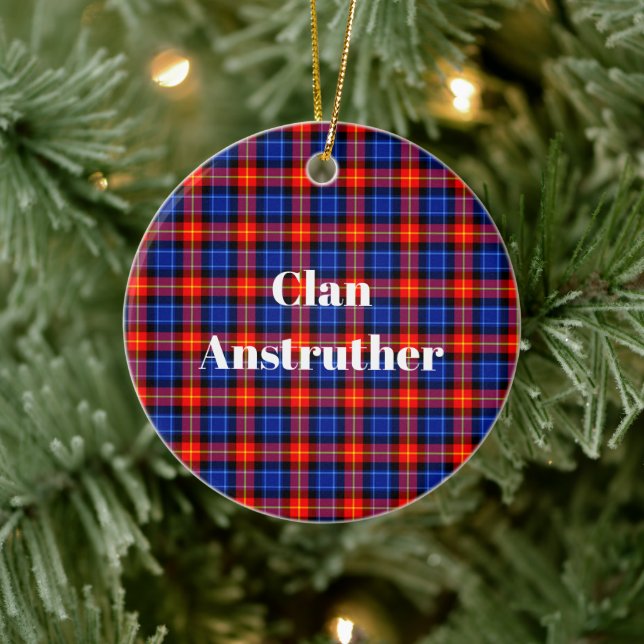 Adorno De Cerámica Clan Anstruther Tartan (Árbol)