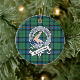 Adorno De Cerámica Clan Armstrong Antiguo Badge Tartan Plaid