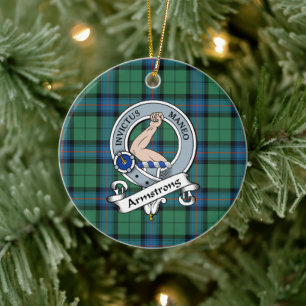 Adorno De Cerámica Clan Armstrong Antiguo Badge Tartan Plaid