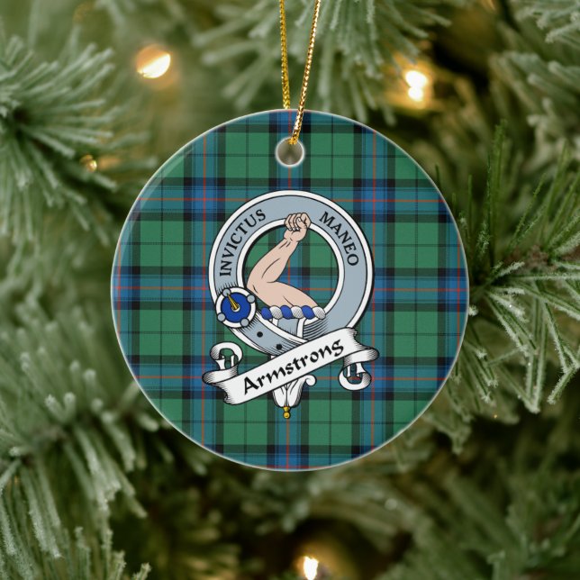 Adorno De Cerámica Clan Armstrong Antiguo Badge Tartan Plaid (Árbol)