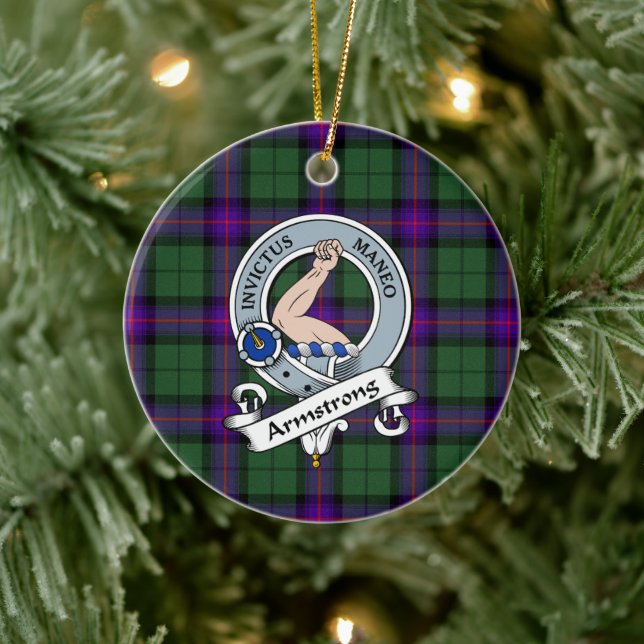 Adorno De Cerámica Clan Armstrong Badge Moderno Tartan Plaid (Árbol)
