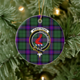 Adorno De Cerámica Clan Armstrong Tartán moderno y Escudo
