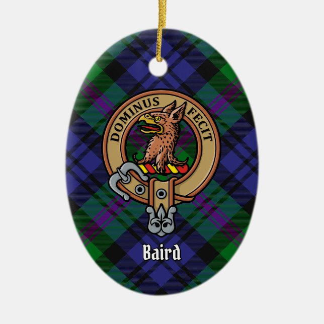 Adorno De Cerámica Clan Baird Escudo sobre Tartán (Frente)