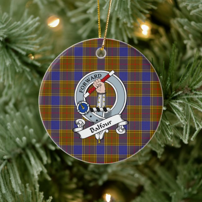 Adorno De Cerámica Clan Balfour Modern Badge Tartan Plaid (Árbol)