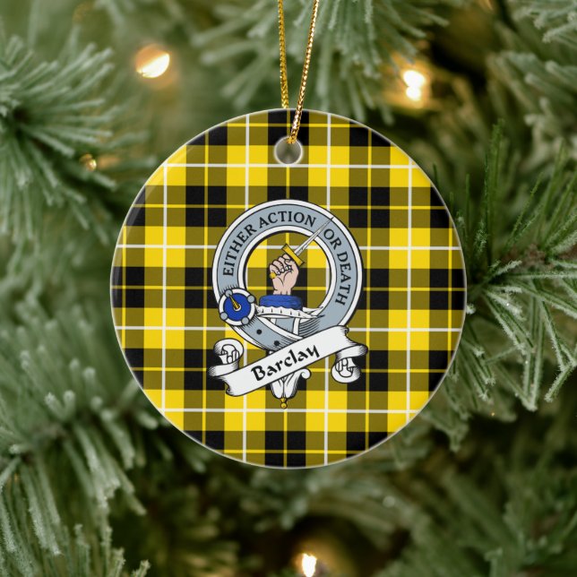 Adorno De Cerámica Clan Barclay Vestido Insignia Moderna Tartan Plaid (Árbol)