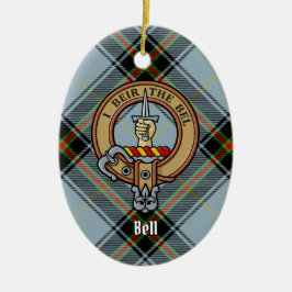 Adorno De Cerámica Clan Bell Escudo sobre Tartán