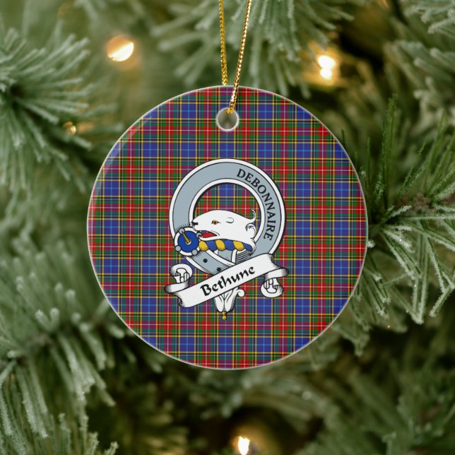 Adorno De Cerámica Clan Bethune Badge Tartan Plaid (Árbol)