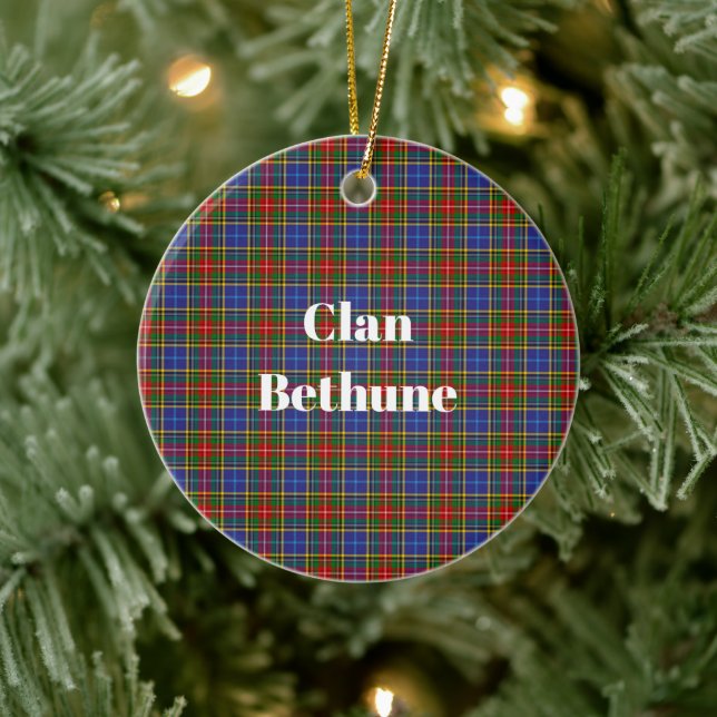 Adorno De Cerámica Clan Bethune Tartan (Árbol)