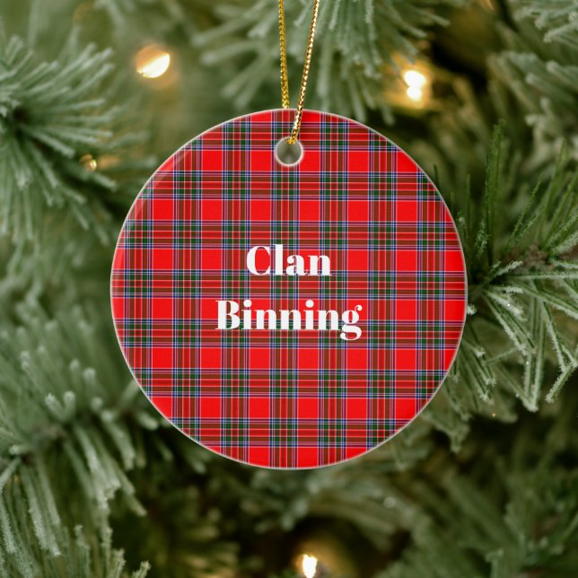 Adorno De Cerámica Clan Binning Tartan (Árbol)