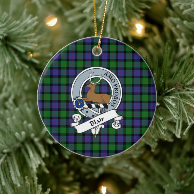 Adorno De Cerámica Clan Blair Badge Tartan Plaid (Árbol)