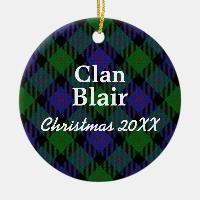 Adorno De Cerámica Clan Blair Scottish Tartan (Frente)