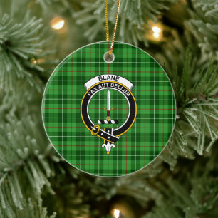 Adorno De Cerámica Clan Blane Tartán y Escudo de Escocia