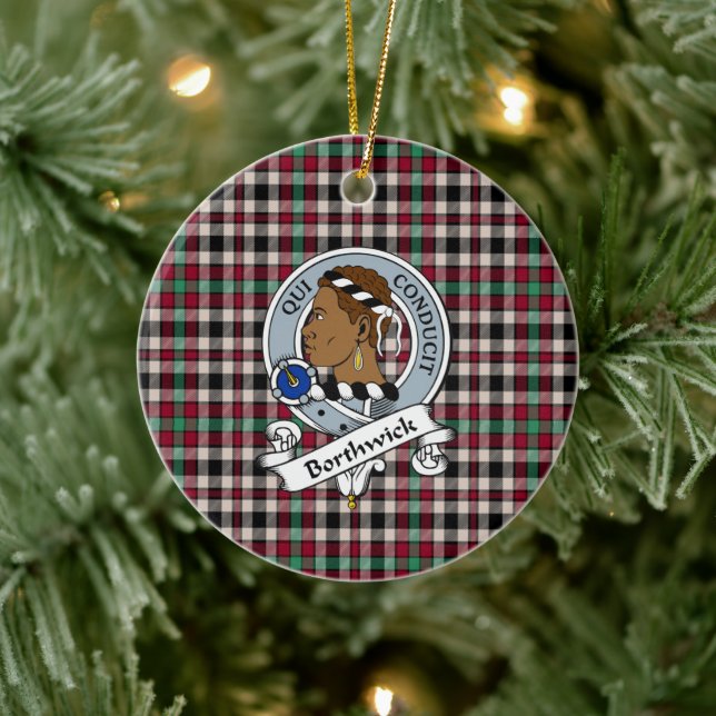 Adorno De Cerámica Clan Borthwick Antiguo Badge Tartan Plaid (Árbol)