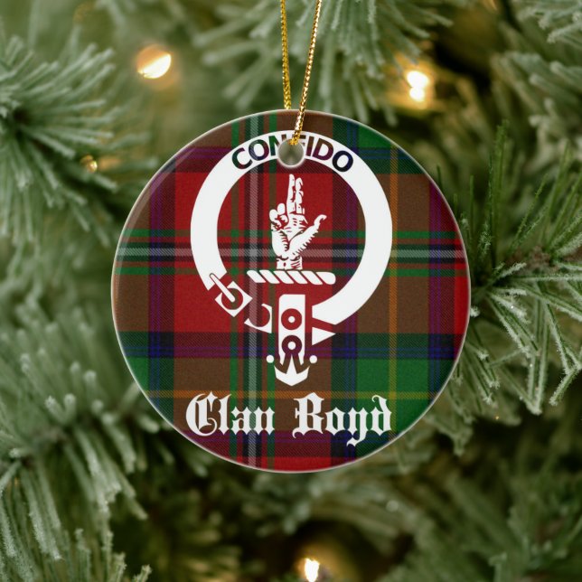 Adorno De Cerámica Clan Boyd Escudo y Tartan Personalizado (Árbol)