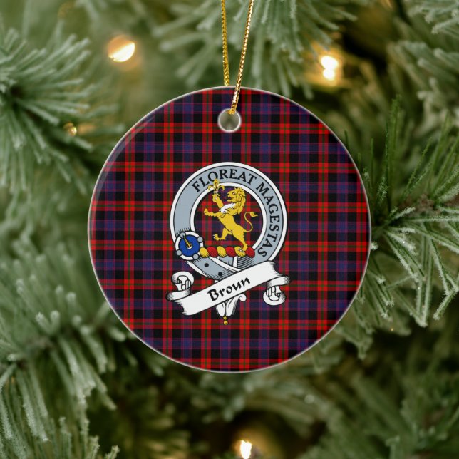 Adorno De Cerámica Clan Broun Modern Badge Tartan Plaid (Árbol)