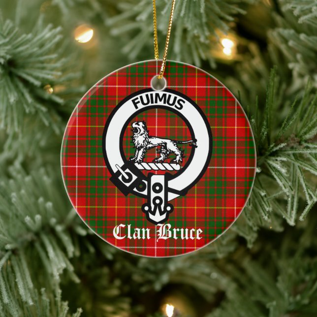 Adorno De Cerámica Clan Bruce Escudo Badge y Tartán (Árbol)