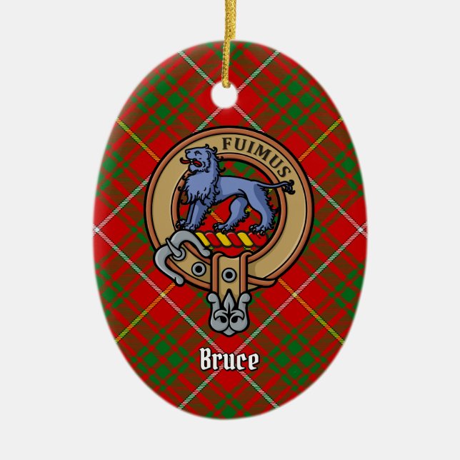 Adorno De Cerámica Clan Bruce Escudo sobre Tartán (Frente)