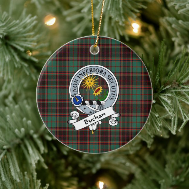Adorno De Cerámica Clan Buchan Antiguo Badge Tartan Plaid (Árbol)