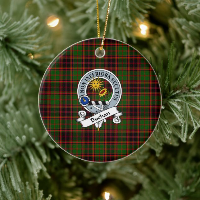 Adorno De Cerámica Clan Buchan Insignia Moderna Tartan Plaid (Árbol)