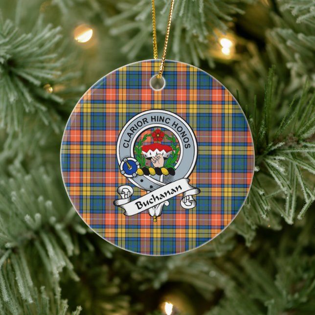 Adorno De Cerámica Clan Buchanan Antiguo Badge Tartan Plaid (Árbol)