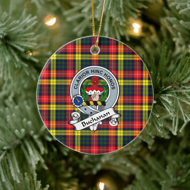 Adorno De Cerámica Clan Buchanan Moderno Badge Tartan Plaid (Árbol)
