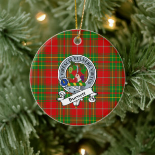 Adorno De Cerámica Clan Burnett Antiguo Badge Tartan Plaid