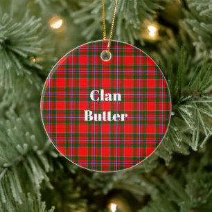 Adorno De Cerámica Clan Butter Check Tartan
