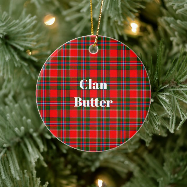 Adorno De Cerámica Clan Butter Check Tartan (Árbol)