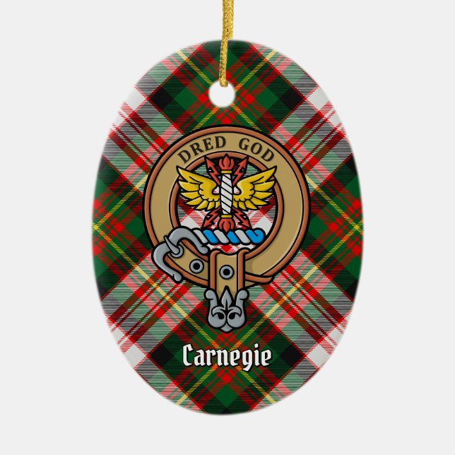 Adorno De Cerámica Clan Carnegie Escudo por Vestir Tartán (Frente)