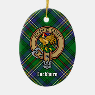 Adorno De Cerámica Clan Cockburn Escudo sobre Tartán