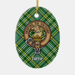 Adorno De Cerámica Clan Currie Lion Escudo sobre Tartán
