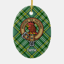 Adorno De Cerámica Clan Currie Rooster Escudo sobre Tartán