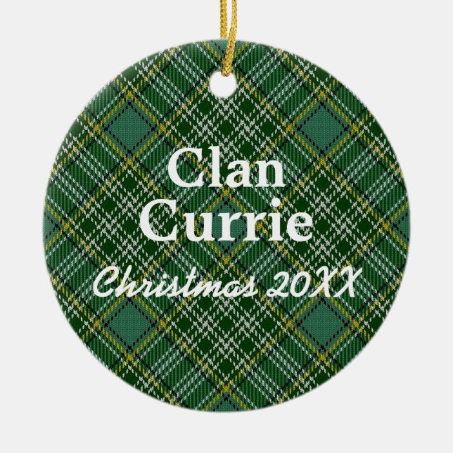 Adorno De Cerámica Clan Currie Scottish Tartan (Frente)