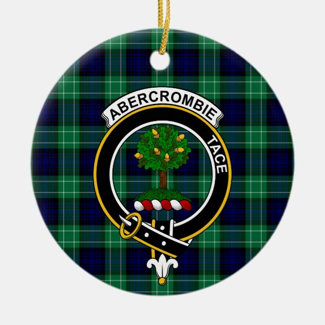 Adorno De Cerámica Clan escocés Abercrombie Hunting Tartán y Escudo (Frente)