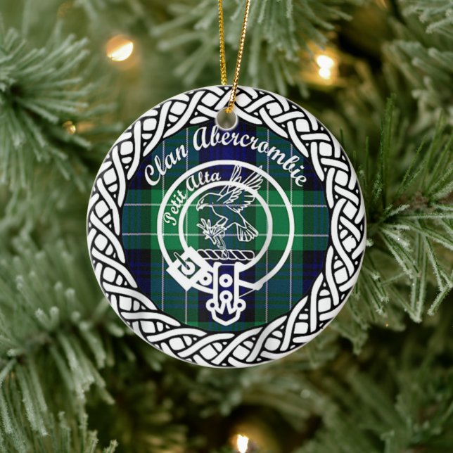 Adorno De Cerámica Clan escocés Abercrombie Tartán y Escudo (Árbol)